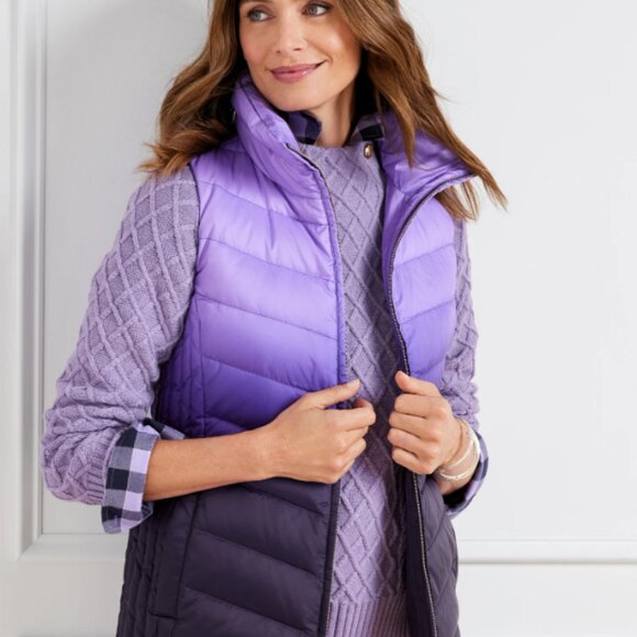 Talbots Jackets & Blazers - Talbots Puffer Vest Ombré Bright Purple Down Fill Winter Cozy Apres Sz XLP
